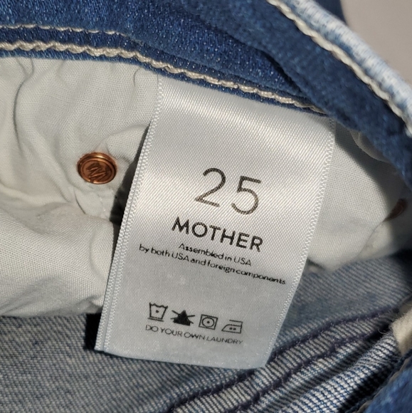 Mother The Weekender Fray Mid-Rise Flared Jeans Sz 25 US Original Blue Denim - Picture 3 of 16
